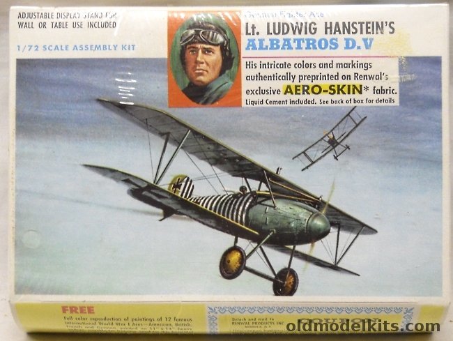 Renwal 1/72 Lt. Ludwig Hansteins Albatros D-V Aeroskin, 272-79 plastic model kit